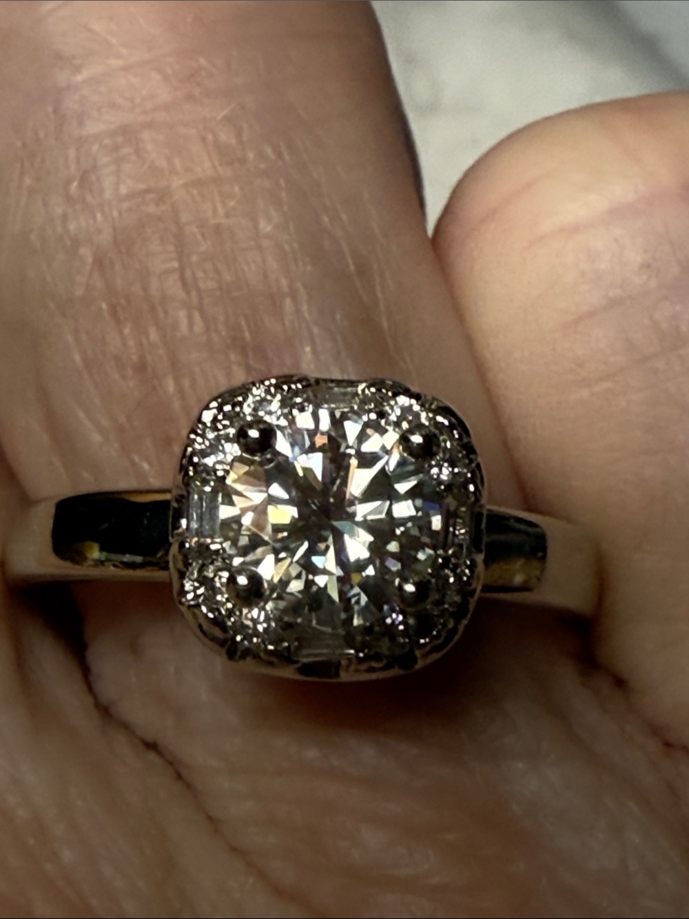 GRA CERTIFIED MOISSANITE DIAMOND 1 CT Cushion Halo Solitaire Ring 925 Sterling - Picture 3 of 9